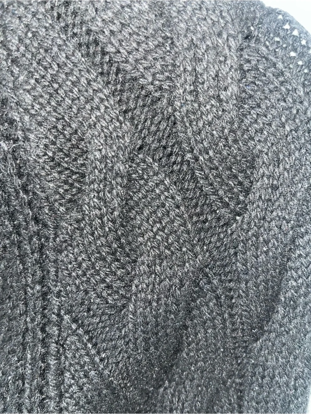Black Cable/Honeycomb Knit Crewneck Sweater -Oversized